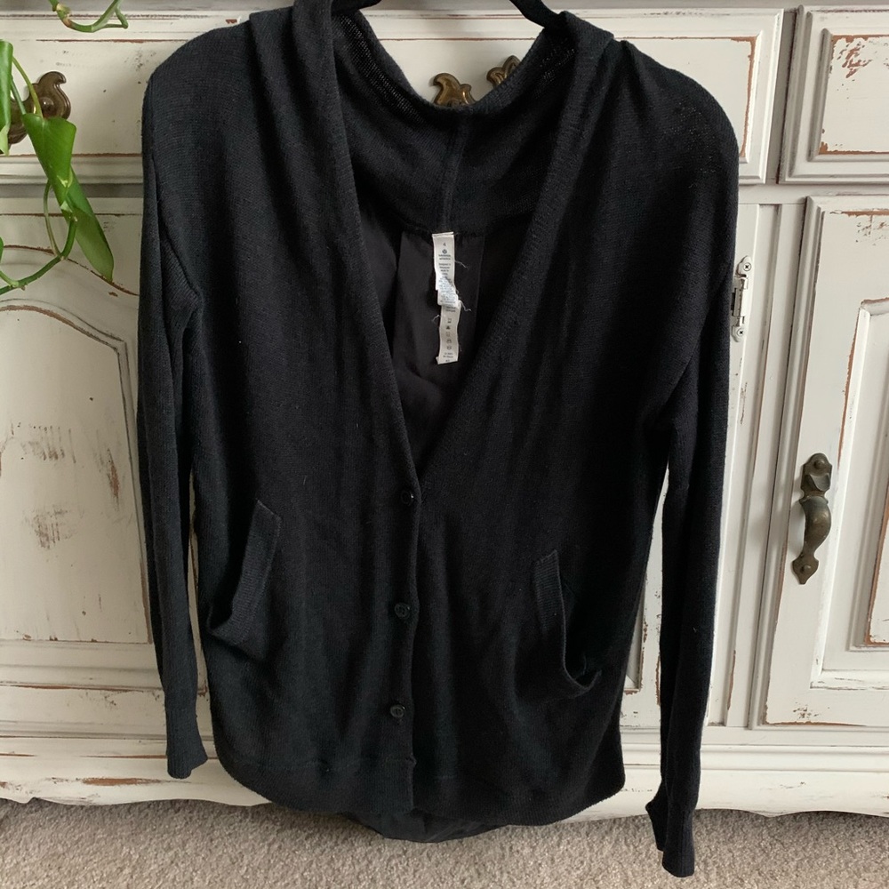 Lululemon Black Cardigan w/Silk back